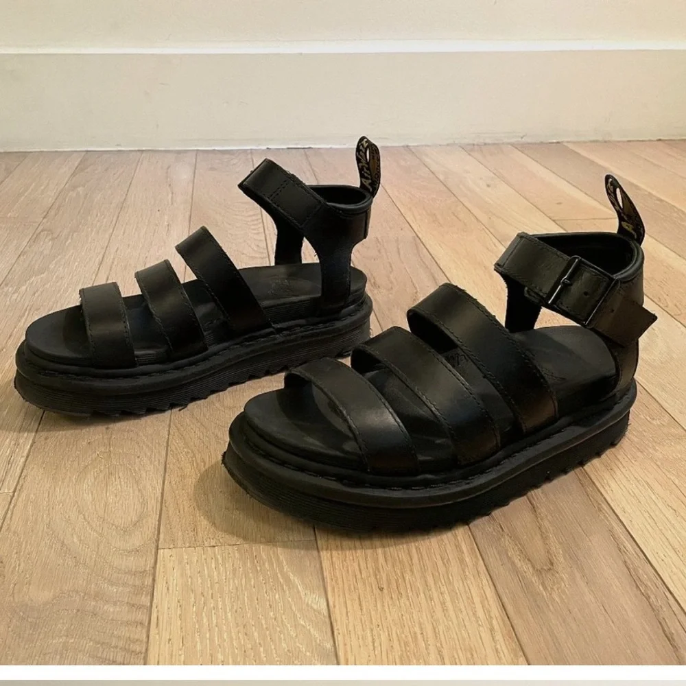 Dr. Martens BLAIRE Black Leather Platform Gladiator Sandals - Picture 7 of 9